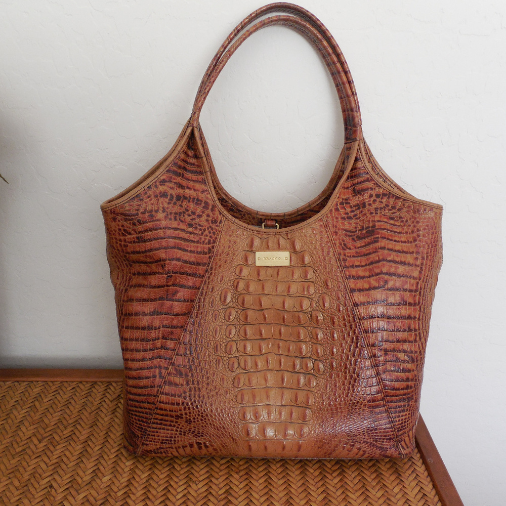 Brahmin Toasted Almond Shopper Tote, preowned.